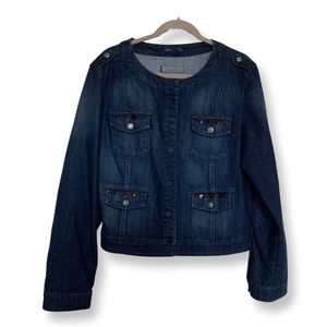 Bandolino Jean Jacket Black Sequin Trim XL